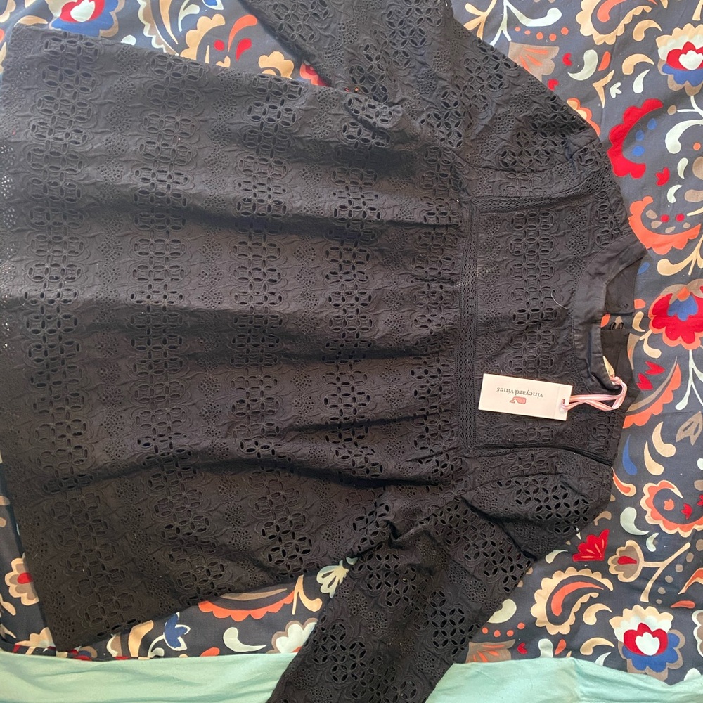 Vineyard Vines Mock Neck Eyelet Top